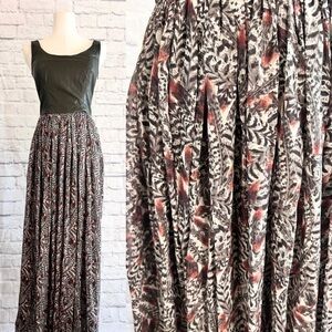 Marna Ro Leather Bodice Maxi Dress Fall Sleeveless Glam Rock Grunge LA Designer